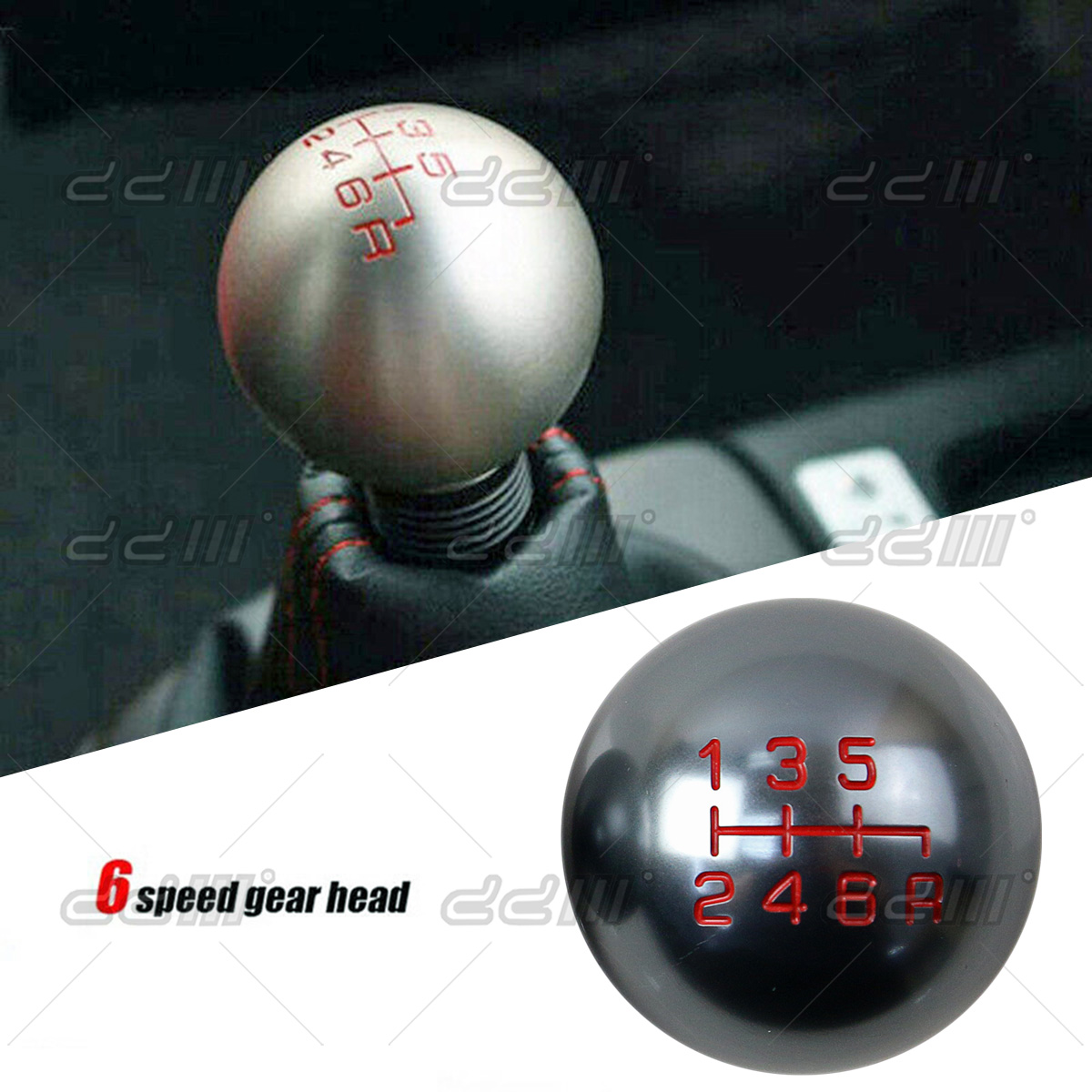 6 Speed Gray M10x1.5 Aluminium Racing Gear Shift Knob For Civic Accord City
