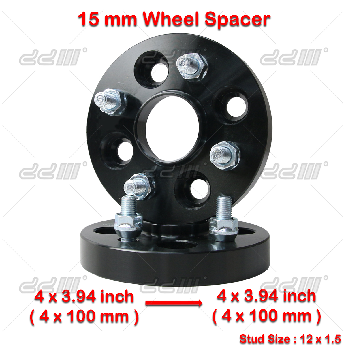 (2) 15mm 12x1.5 4x100mm Hub Centric Wheel Spacer For Honda Civic Proton Wira