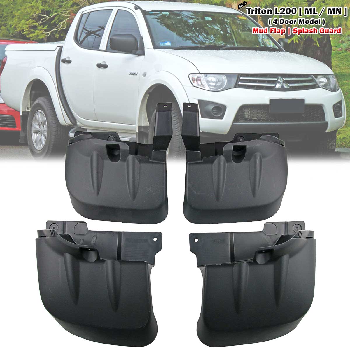 Mud Flap Splash Guard Set For Mitsubishi Triton ML MN 4 Door Pickup 2005-2014