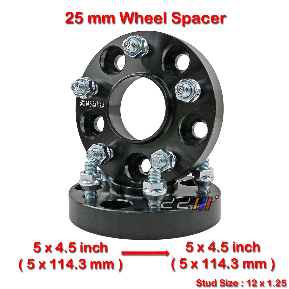 2x 25mm 12x1.25 5x114.3mm Hub Centric Wheel Spacer For Nissan Silvia Skyline