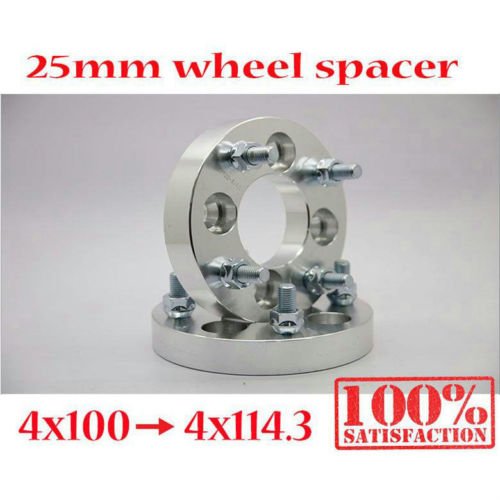 2x Wheel Alloy Spacers Spurverbreiterungen Adapter 25mm 4x100 Convert To 4x114.3