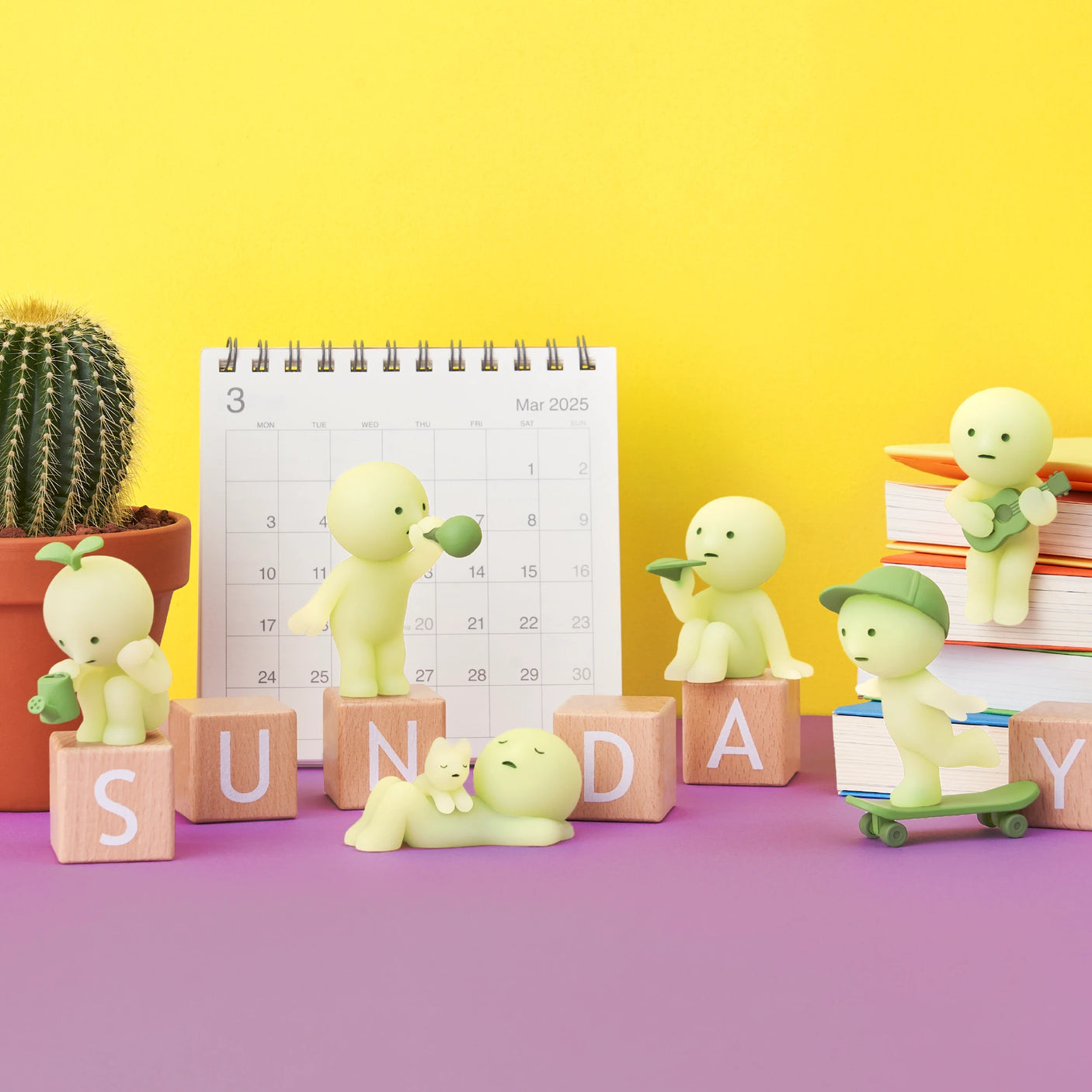 正規品シークレットスミスキー Sunday + Work 6pc 2025 Smiski Sunday Series Glow In The Dark Blind Box