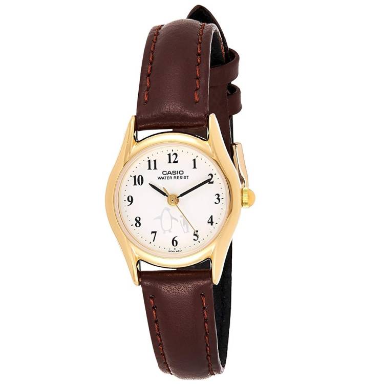 Casio LTP-1094Q-7B6 Women's Classic Quartz Watch with White Dial & Leather Strap