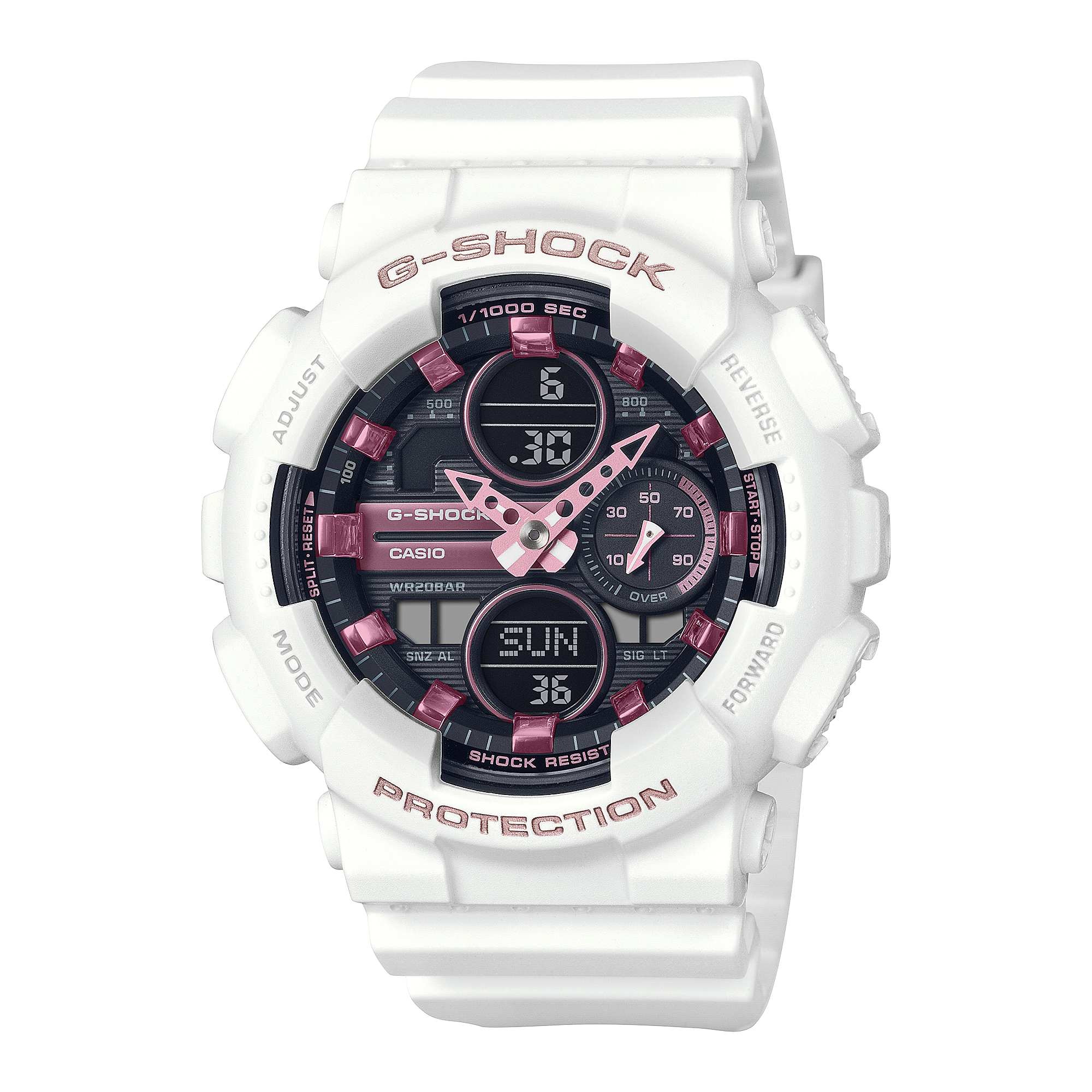 Casio GMA-S140M-7A Women's Analog-Digital Watch White & Silver Resin Band