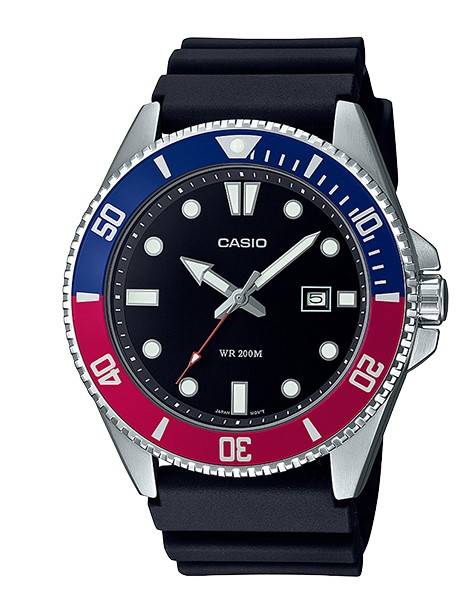 Casio MDV-107-1A3 Men's Watch - Reliable Dive Watch with Bold Black Dial