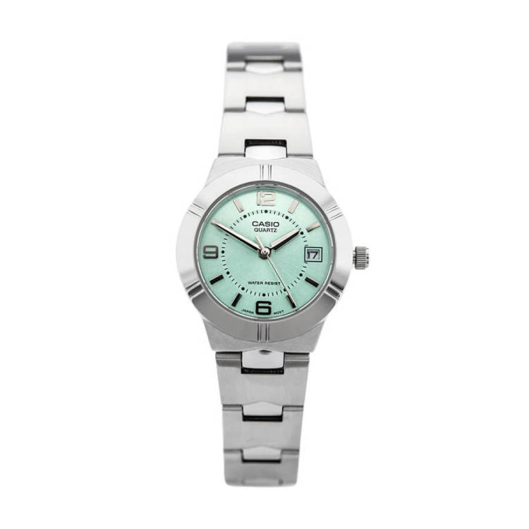 Casio LTP-1241D-3A Watch - Stylish Silver Tone with Classic Green Face