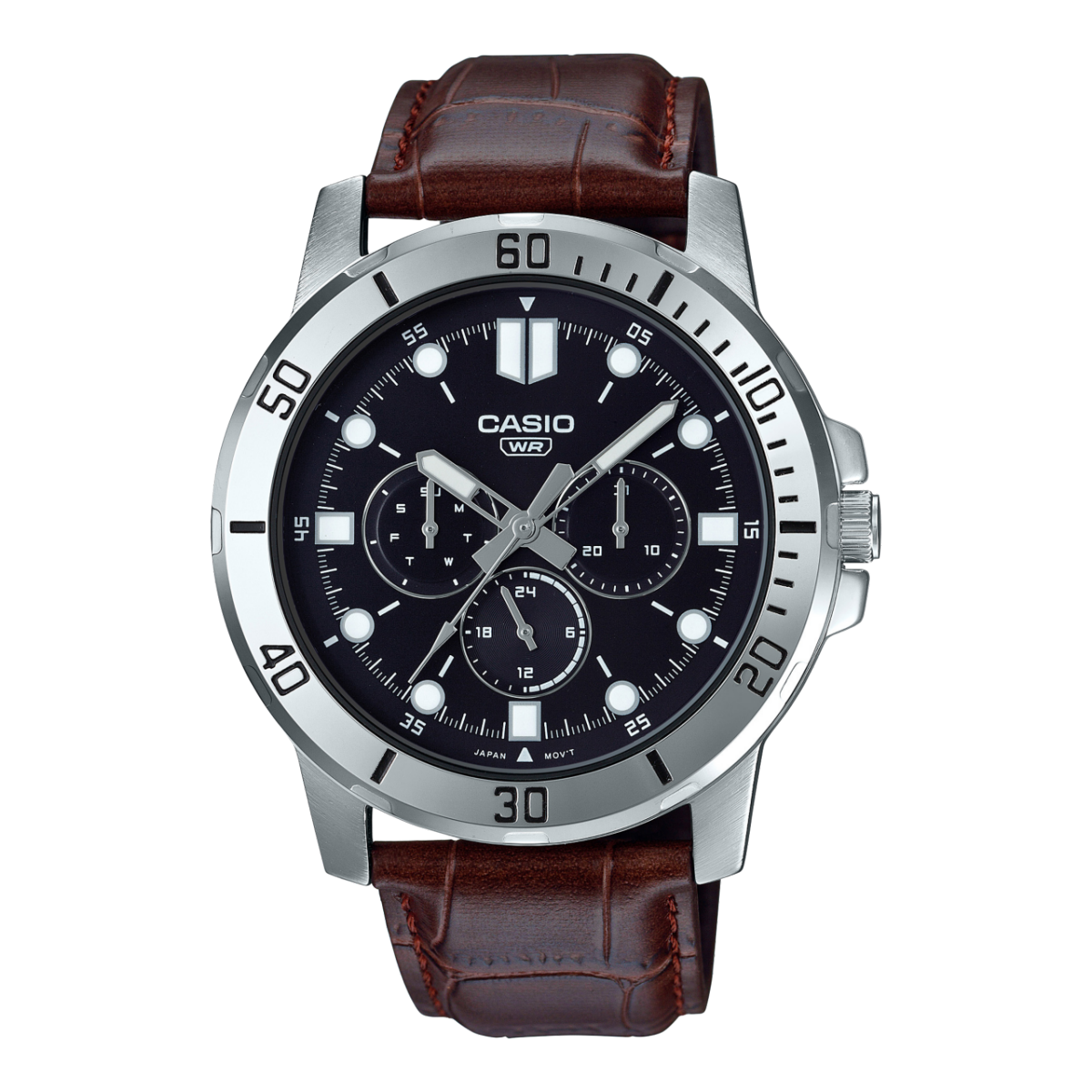 Casio MTP-VD300L-1E Watch - Elegant Black Dial with Classic Leather Strap