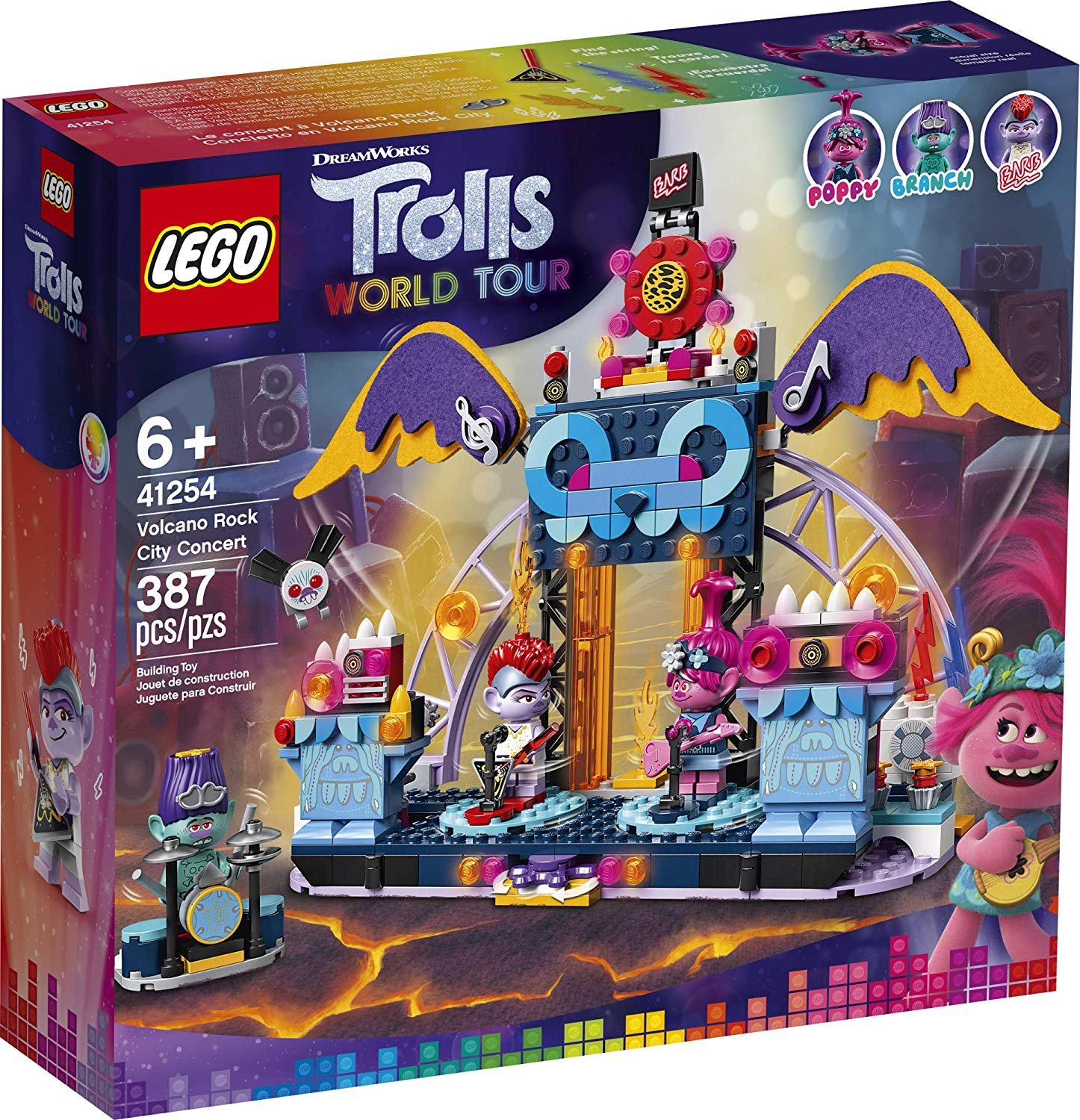 LEGO Trolls World Tour Volcano Rock City Concert 41254, Cool Trolls Toy Building Kit for Kids