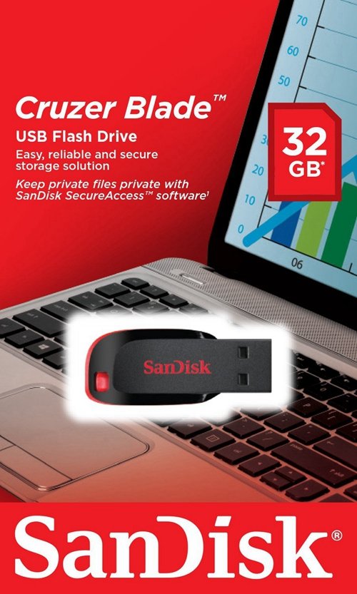 Sandisk Cruzer Blade 32GB USB 2.0 Flash Drive SDCZ50 032G