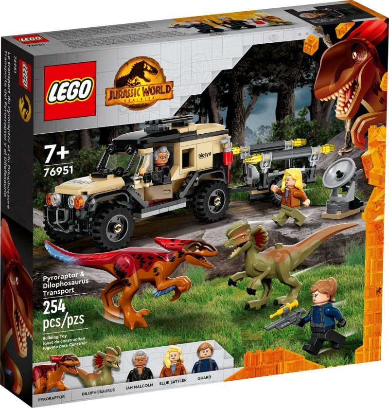 LEGO  Jurassic Park 76951 Pyroraptor & Dilophosaurus Transport