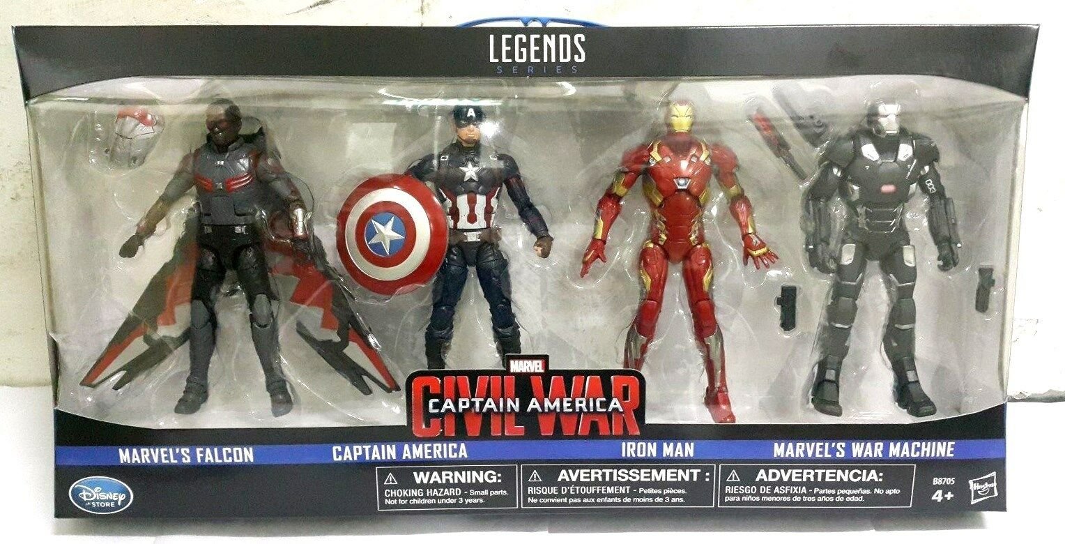 Hasbro DISNEY STORE EXCLUSIVE MARVEL LEGENDS CIVIL WAR 6" 4 PACK  (FALCON WAR MACHINE..