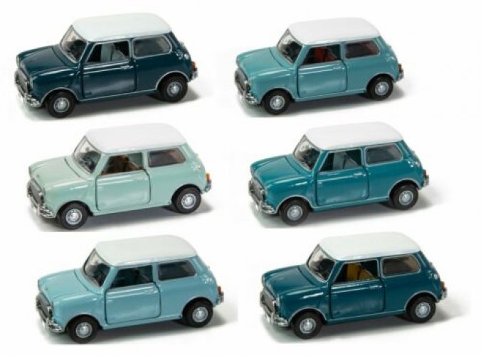 TINY Hong Kong Mini Cooper Mk 1 Pantone BMW AG Diecast Car Toy Blue-2 Set 6pcs