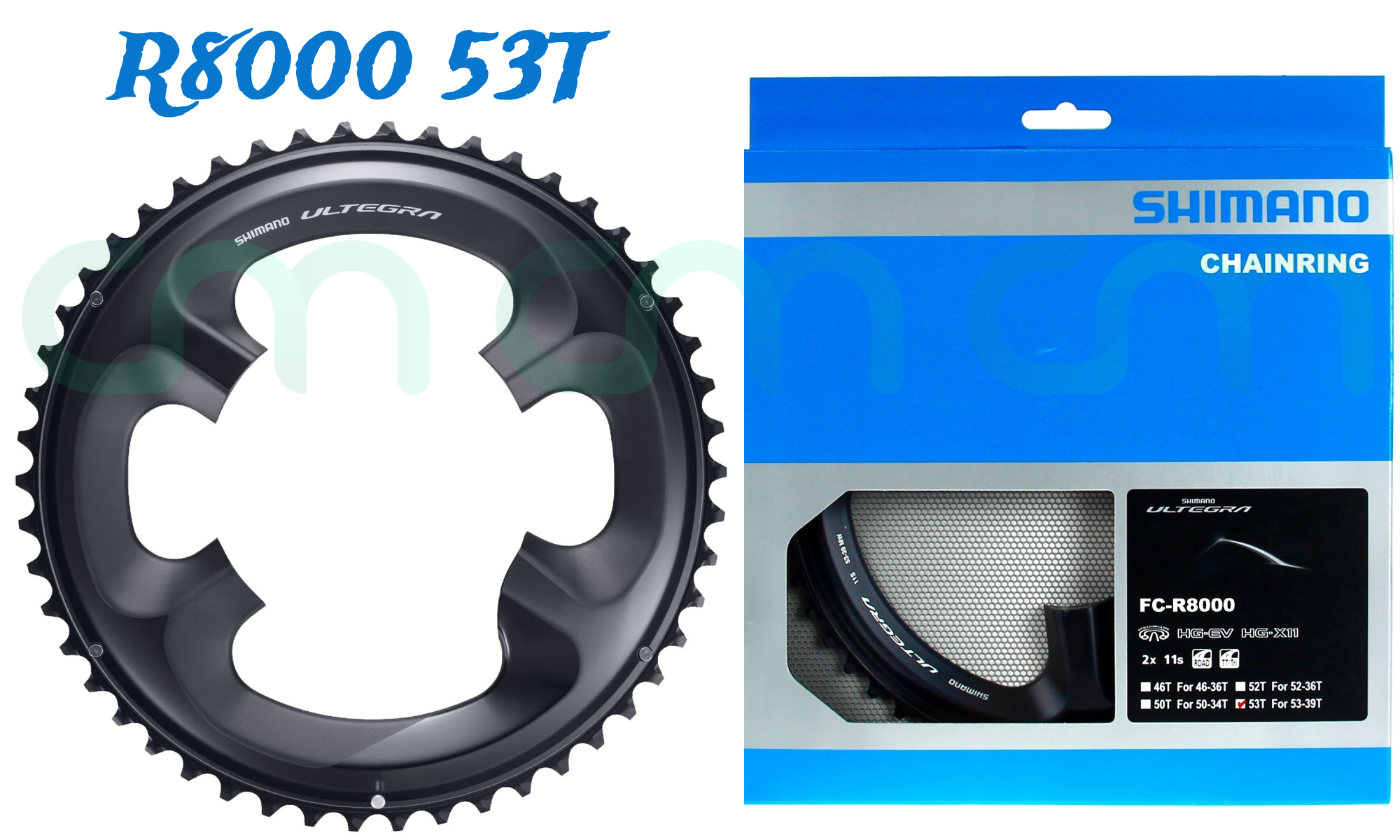 53T Shimano Ultegra FC-R8000 11 Speed Outer Chainring - Black