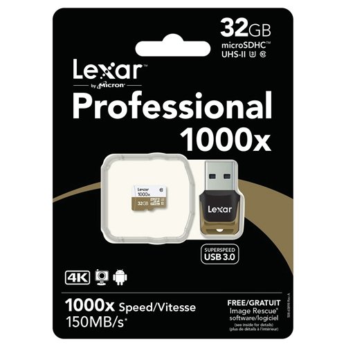Lexar 32GB Professional MicroSDXC UHS-II (U3) 1000x Class 10 R150/W45