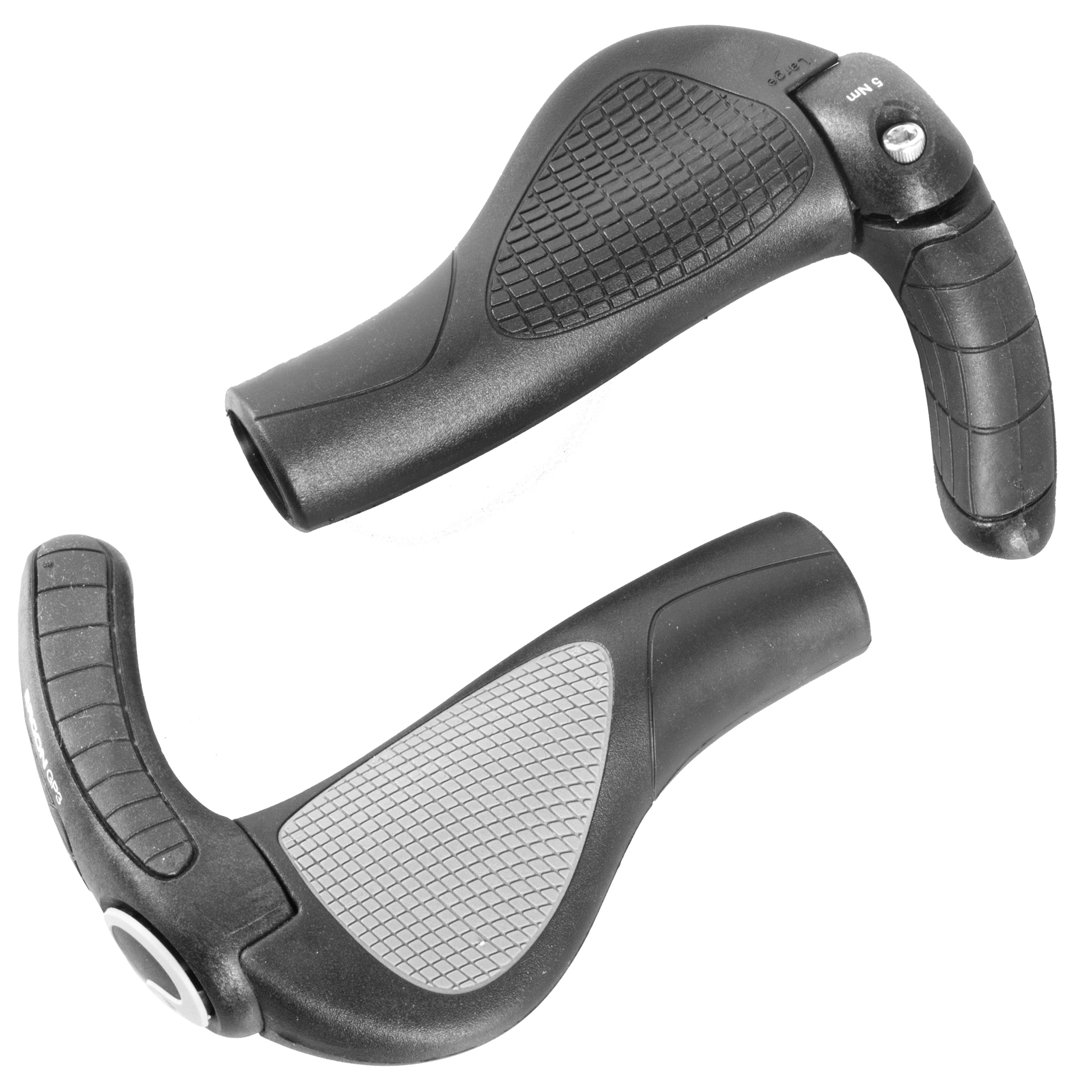 NEW GP3 ERGON Ergo Handlebar Grips Bike Flat Touring Commuter Black Large Pair