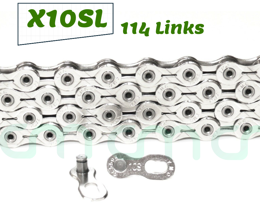 KMC X10SL (114L) Chain Silver 10 Speed w/Missing Link MTB&Road New