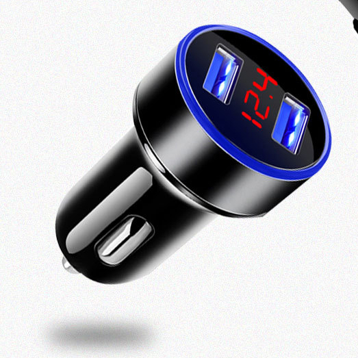 Dual USB Ports Car Charger LED Digital Display Smart Fast Charger Mobile Phone
