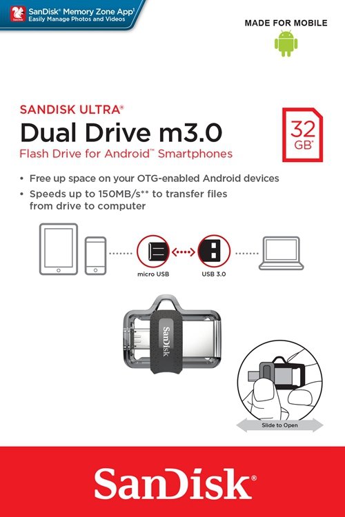 Sandisk Ultar Dual 32GB Driver M3.0 USB 3.0 upto 150MB/s SDDD3 032G