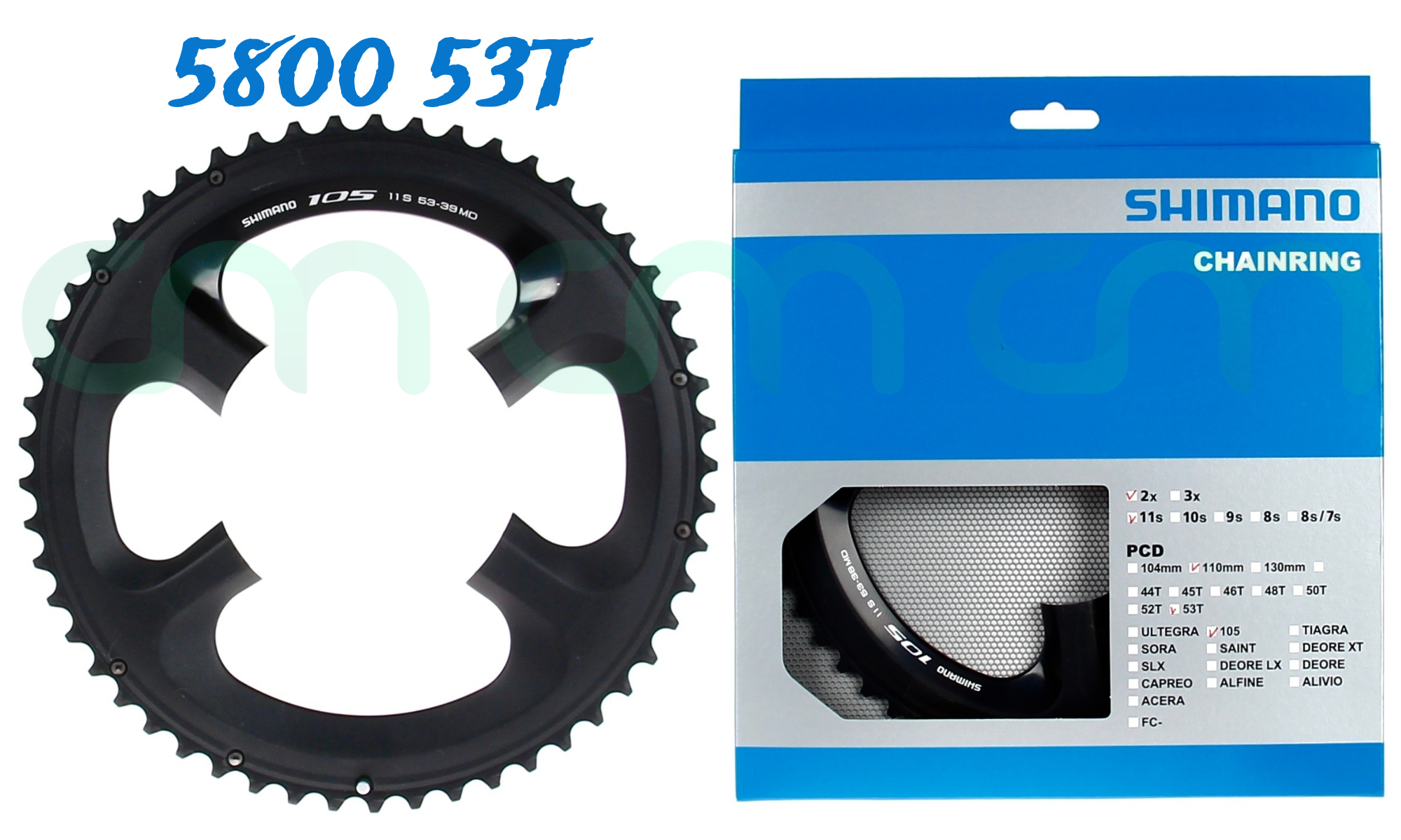 53T Shimano 105 FC-5800 110mm BCD 4 Arm Outer Chainring