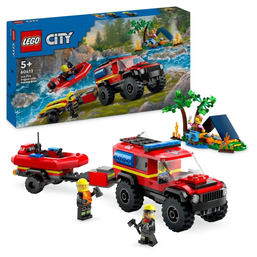 LEGO City Series 60412 4x4 Fire Truck with Rescue Boat