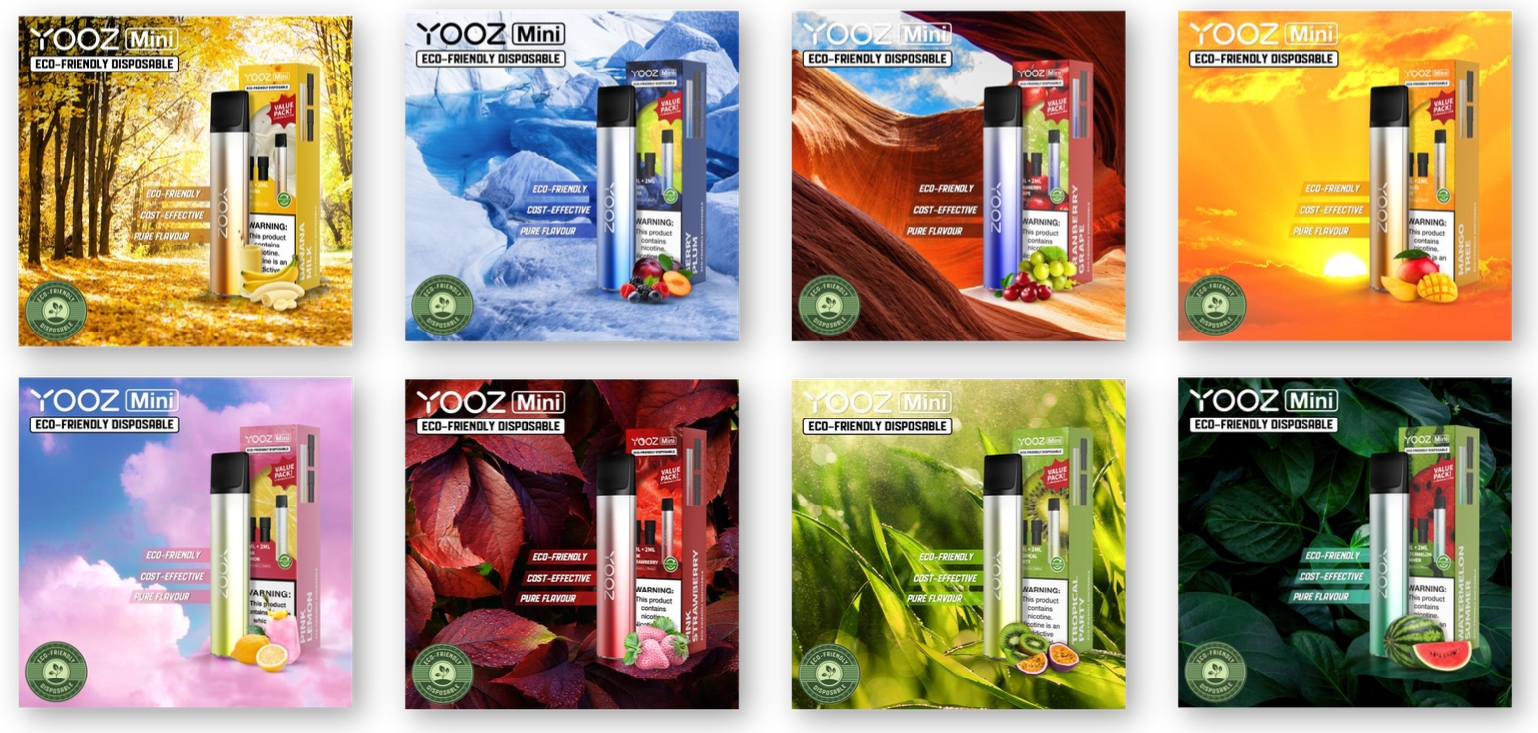 Yooz Mini 1 + 2 Set  600 PUFF 2ml 2% nic salt Vape Disposable E Cig