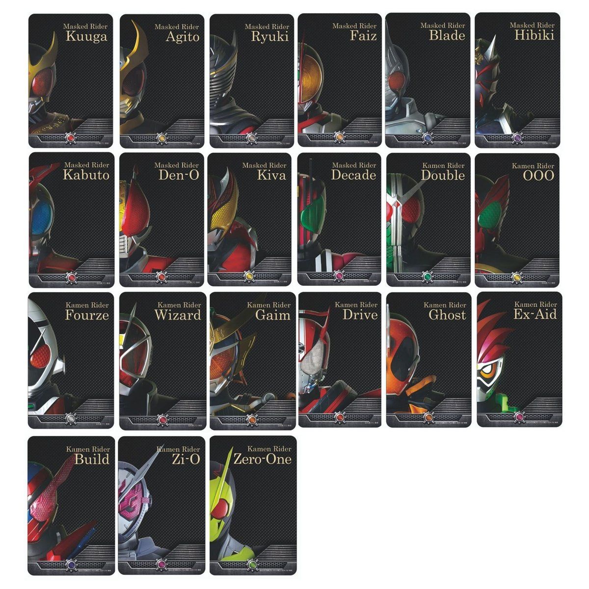 Bandai Kamen Rider Piica Clear Led Light Up IC Card Case (Complete Set of 21)