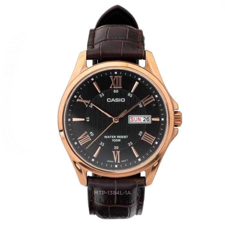 CASIO Watch Rose Tone Leather Band #MTP-1384L-1AVDF