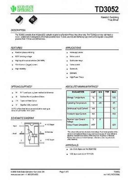SSOUSA TD3052 DIP-6 Random Switching Triac Driver