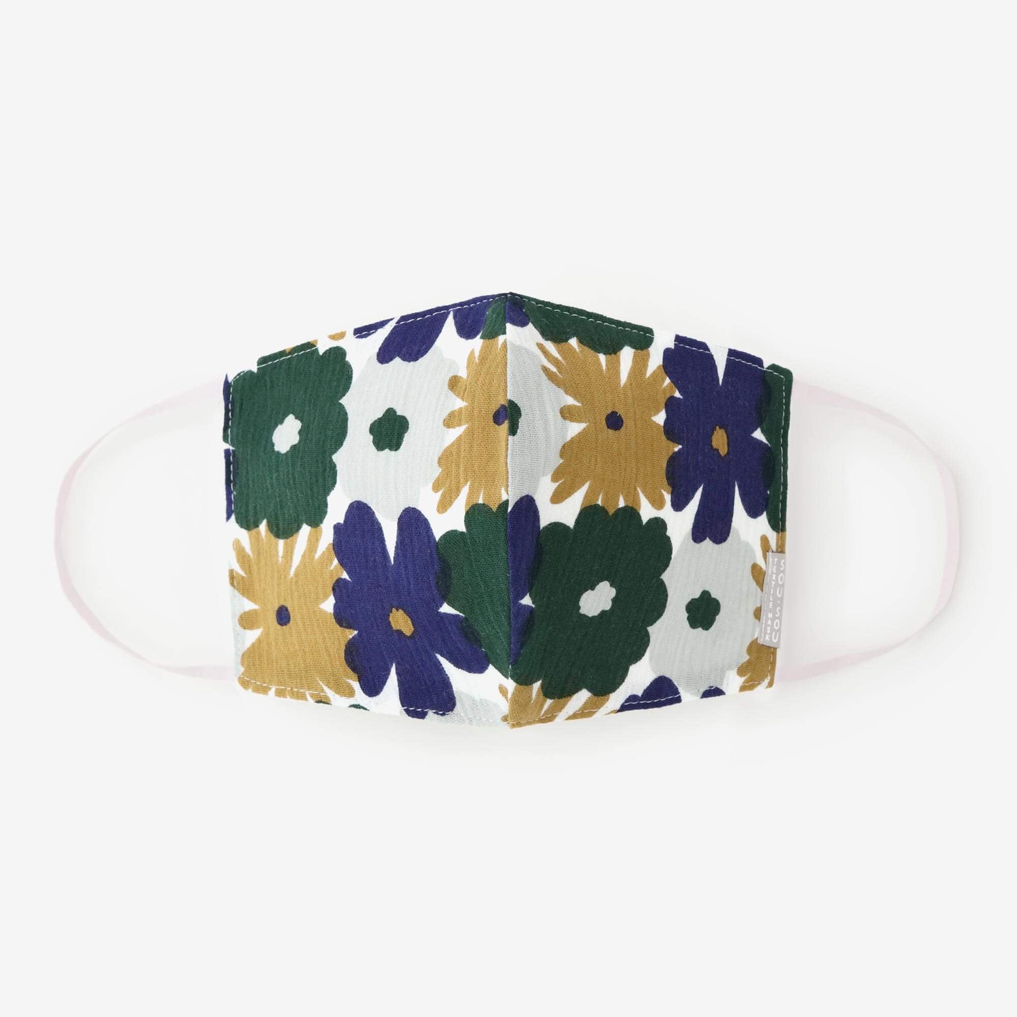 SOU SOU Chizimi Cotton Cotton Mask Oraka Multicolored - Made in JAPAN