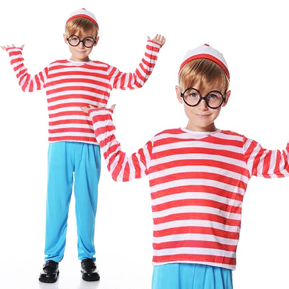 Childs Where's Wally Costume School BOOK DAY WEEK Fancy Dress Boys Outfit Kids