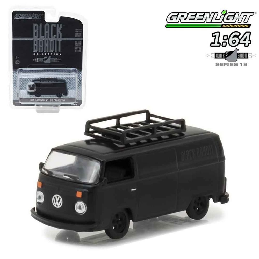 Greenlight 1:64 Diecast - Black Bandit S18 1974 Volkswagen Type 2 Panel Van