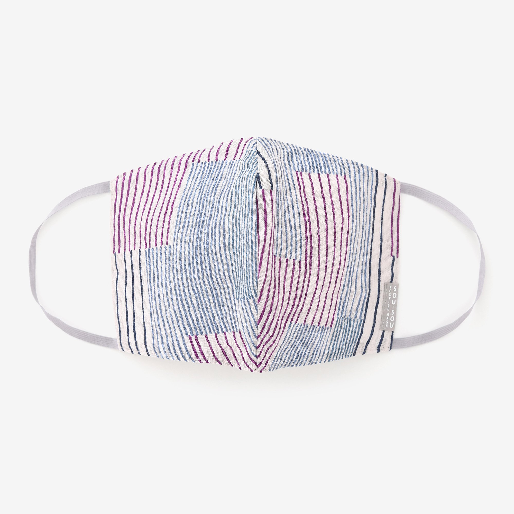  SOU SOU Chizimi Cotton Cotton Mask Stripes - Made in JAPAN