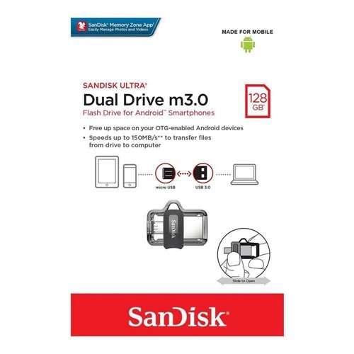 Sandisk Ultar Dual 128GB Driver M3.0 USB 3.0 upto 150MB/s SDDD3 128G