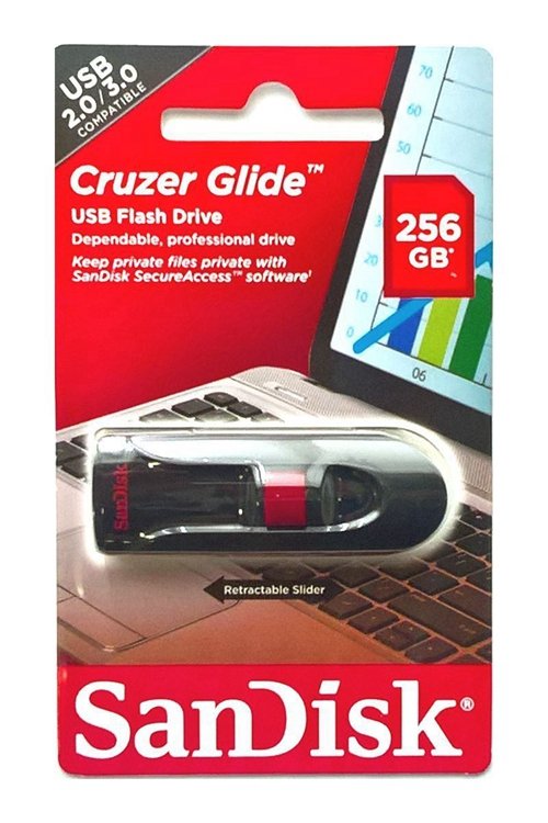 SanDisk Cruzer Glide CZ60 256GB USB 2.0 Flash Drive SDCZ60 256G