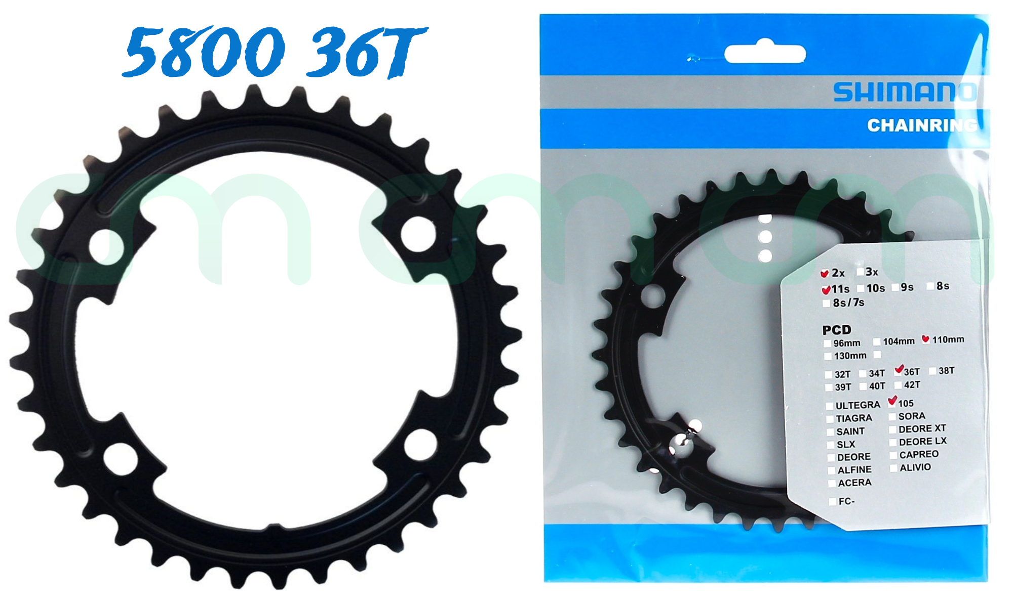 36T Shimano 105 FC-5800 110mm BCD 4 Arm Inner Chainring