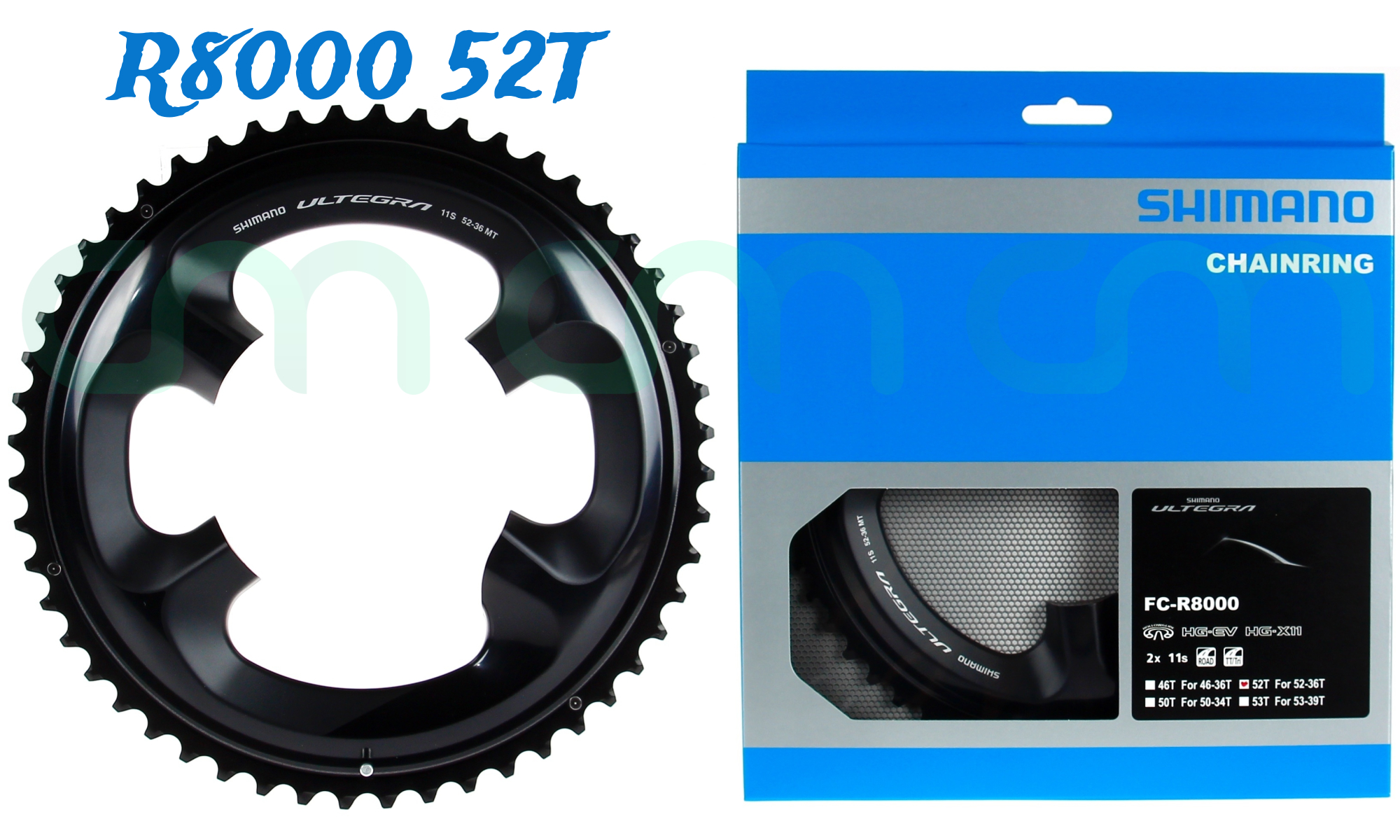 52T Shimano Ultegra FC-R8000 11 Speed Outer Chainring - Black