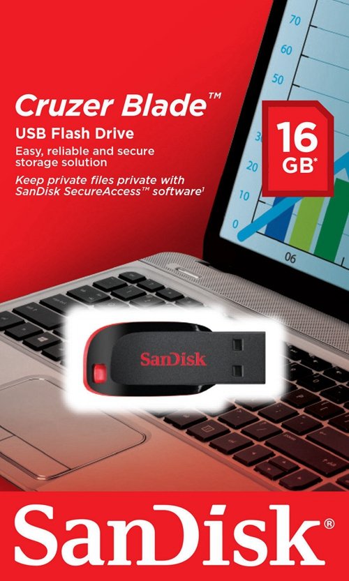 Sandisk Cruzer Blade 16GB USB 2.0 Flash Drive SDCZ50 016G