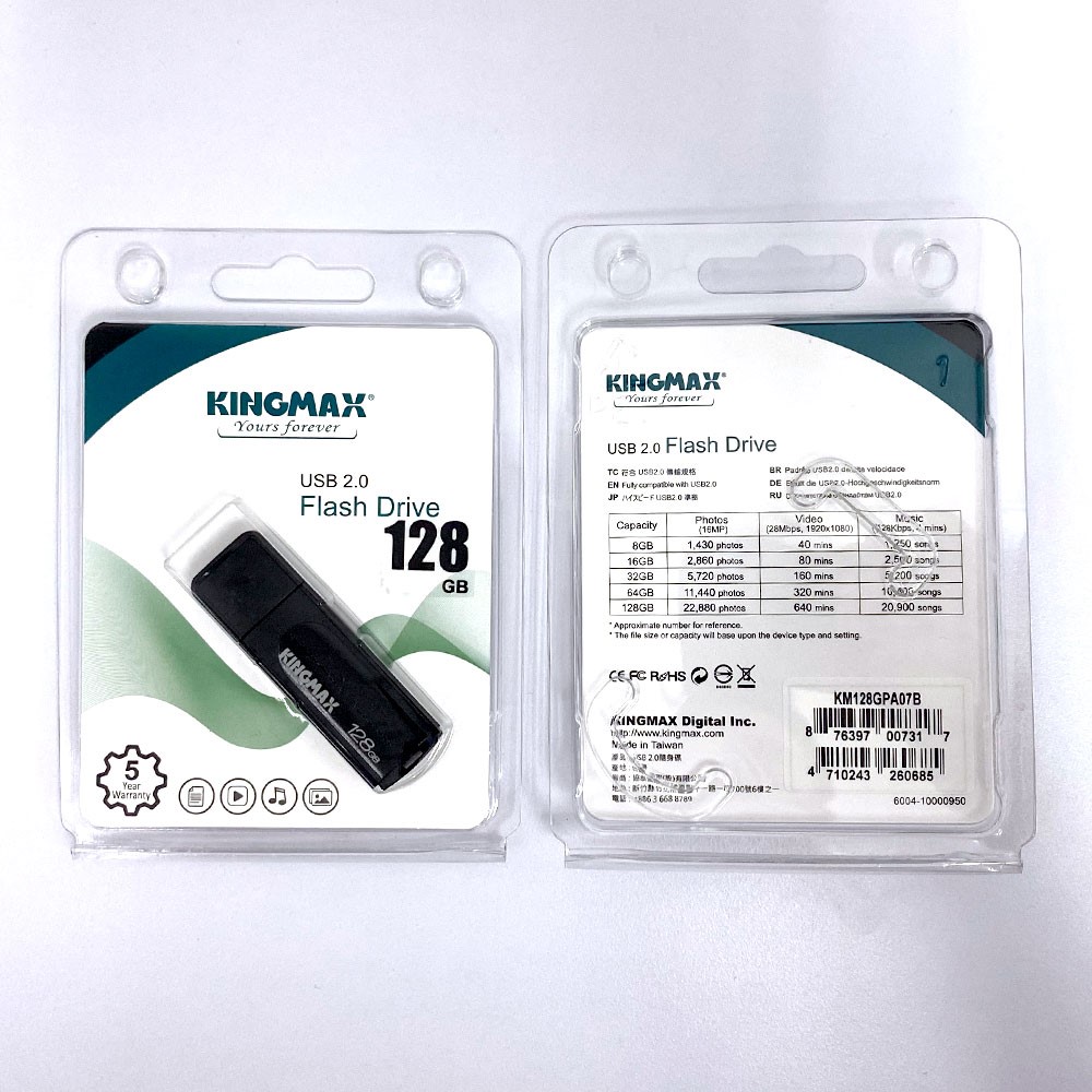 Kingmax PA-07 128GB USB 2.0 Flash Drive Black Color KM128GPA07B