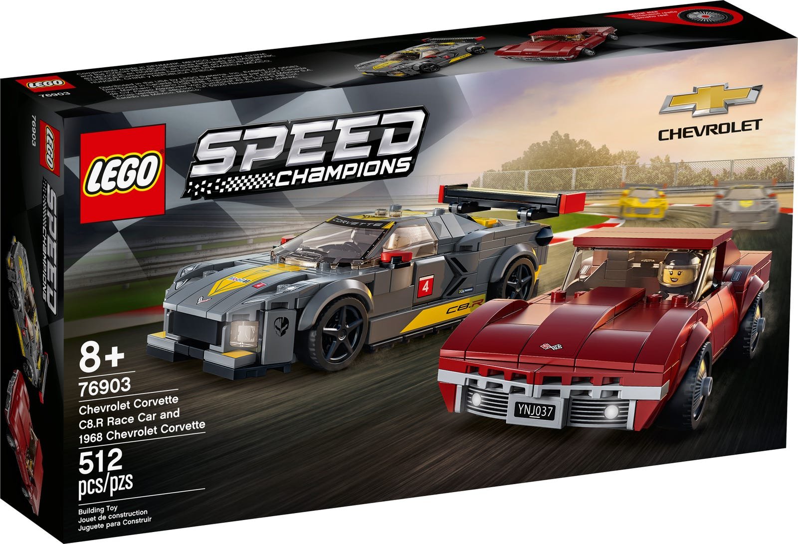 LEGO Speed Champion 76903 Chevrolet Corvette C8.R Race Car and 1968 Chevrolet Corvette