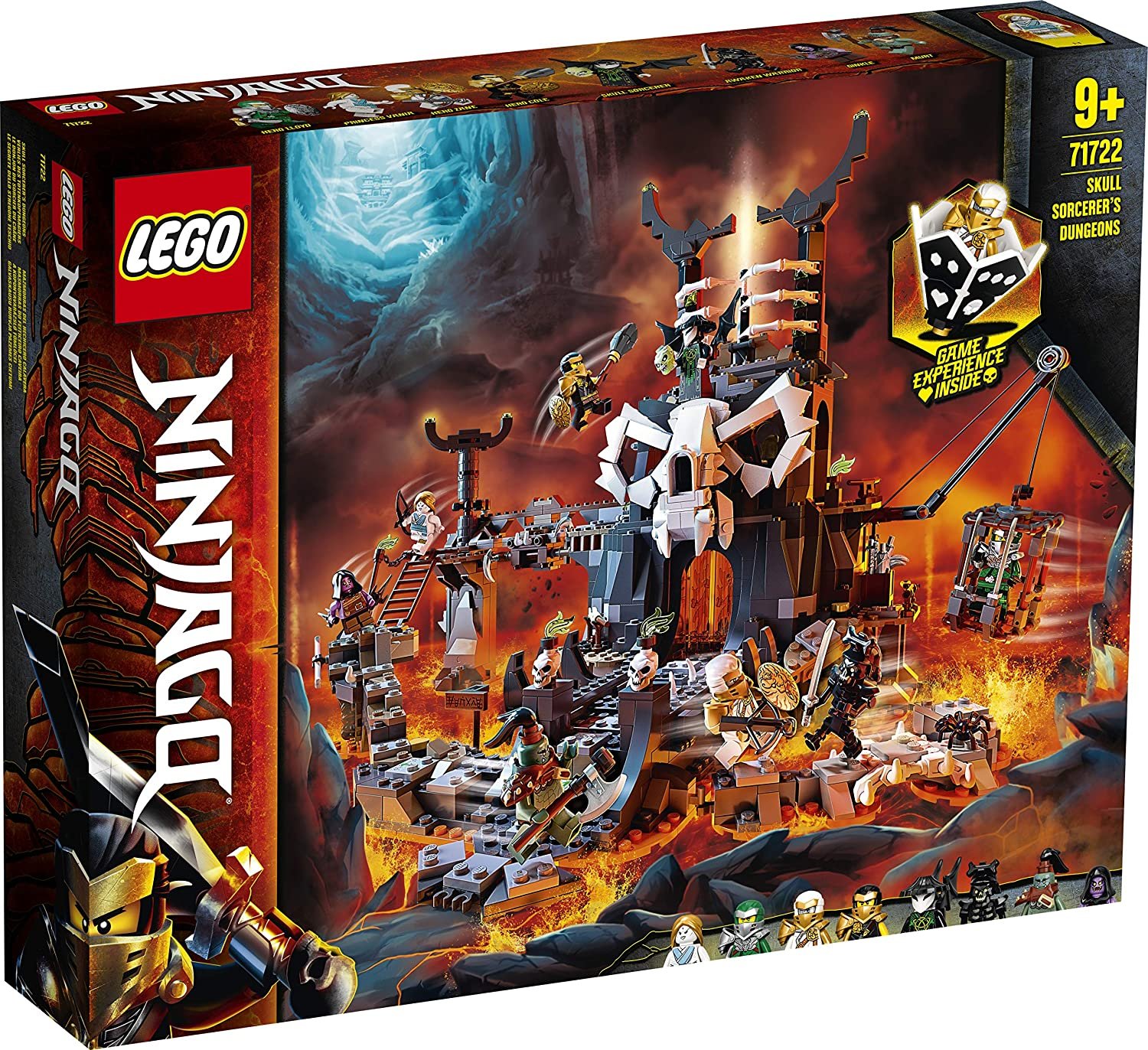 LEGO NINJAGO 71722 Skull Sorcerer’s Dungeons 2in1 Building Set & Board Game with 8 Minifigures
