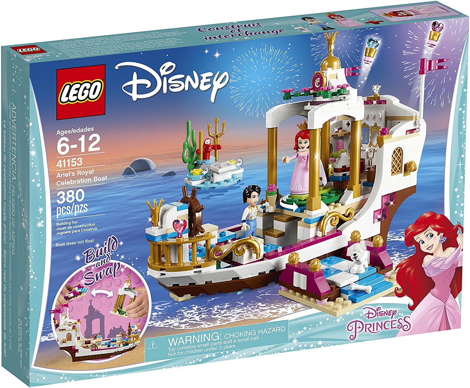 LEGO Disney Series Princess Ariel’s Royal Celebration Boat 41153 Children's Toy Construction Set