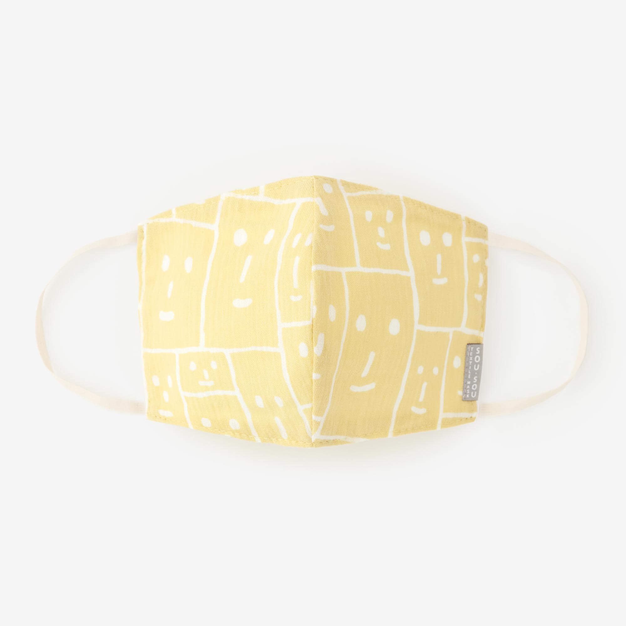 SOU SOU Chizimi Cotton Cotton Mask Smile Faces - Made in JAPAN