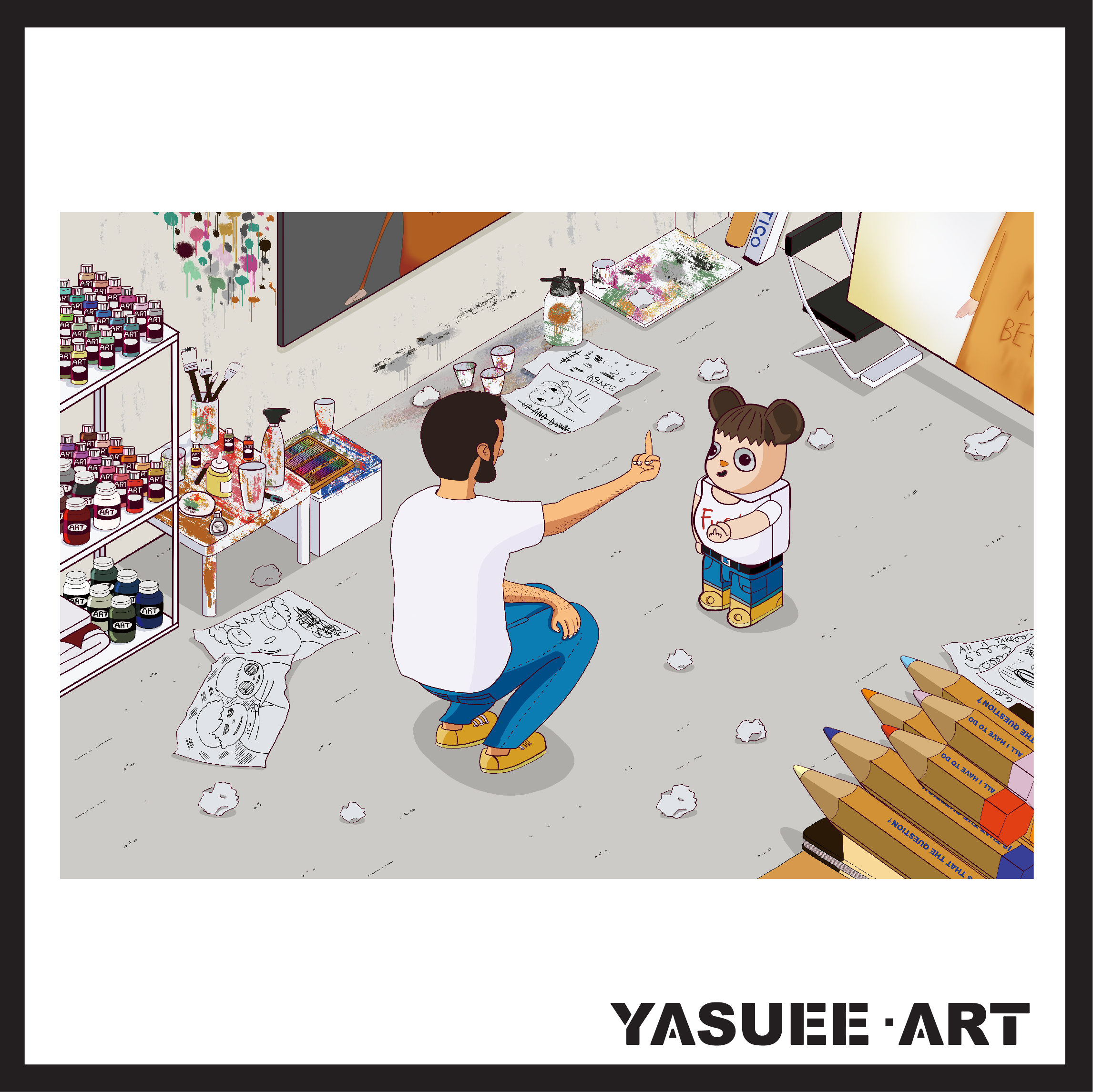 JAVIER CALLEJA be@rbrick 1000% story bearbrick art paint (297 x 420 mm) 50 pcs limited
