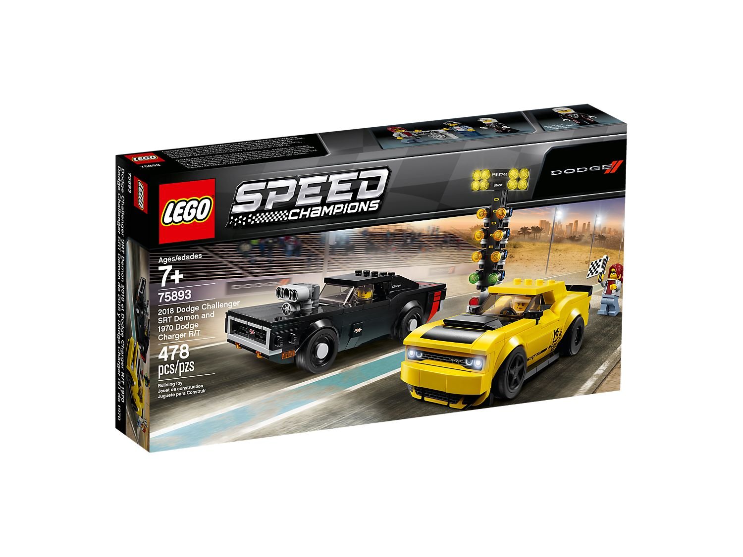 LEGO 75893 Speed Champions 2018 Dodge Challenger SRT Demon and 1970 Dodge Charger R/T
