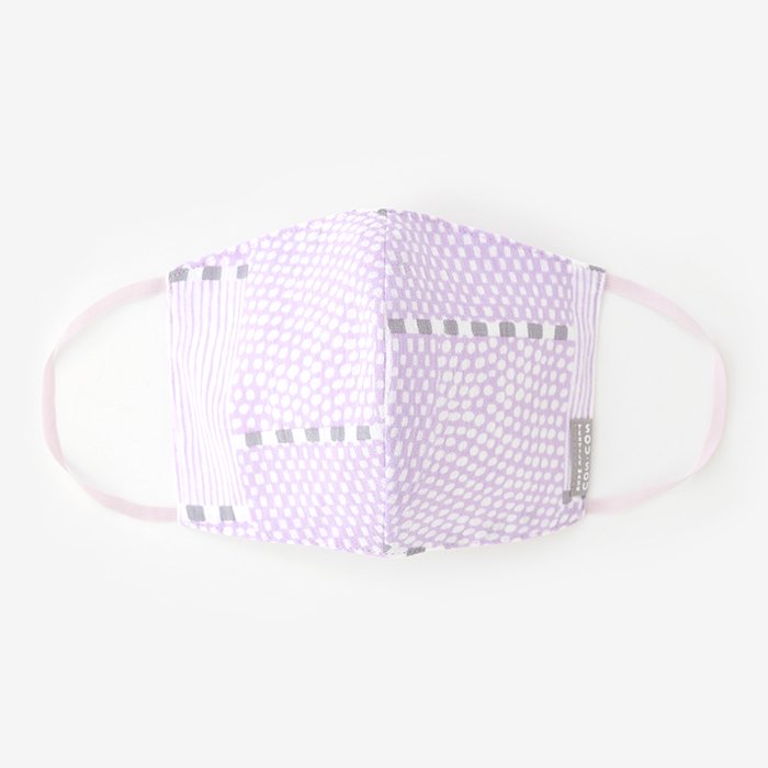  SOU SOU Chizimi Cotton Cotton Mask Lines and Dots x Peach - Made in JAPAN