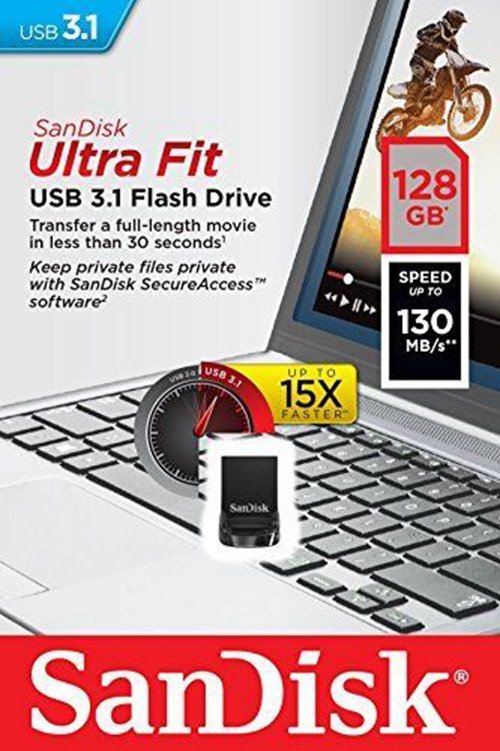 Sandisk Ultra Fit 128GB USB 3.1 Flash Drive 130MB/s SDCZ430 128G