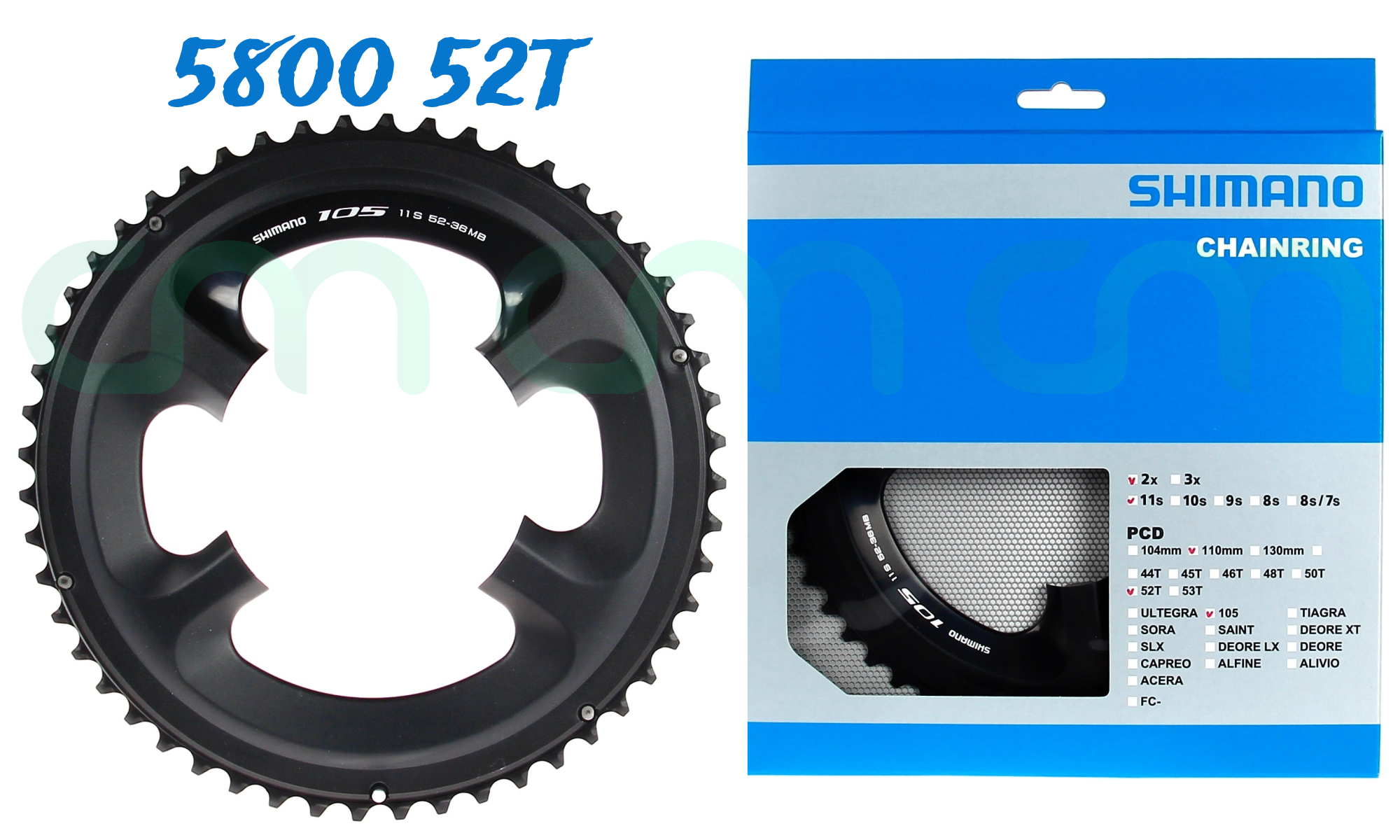 (52T) Shimano 105 FC-5800 Outer Chainrings 110mm BCD BLACK NIB
