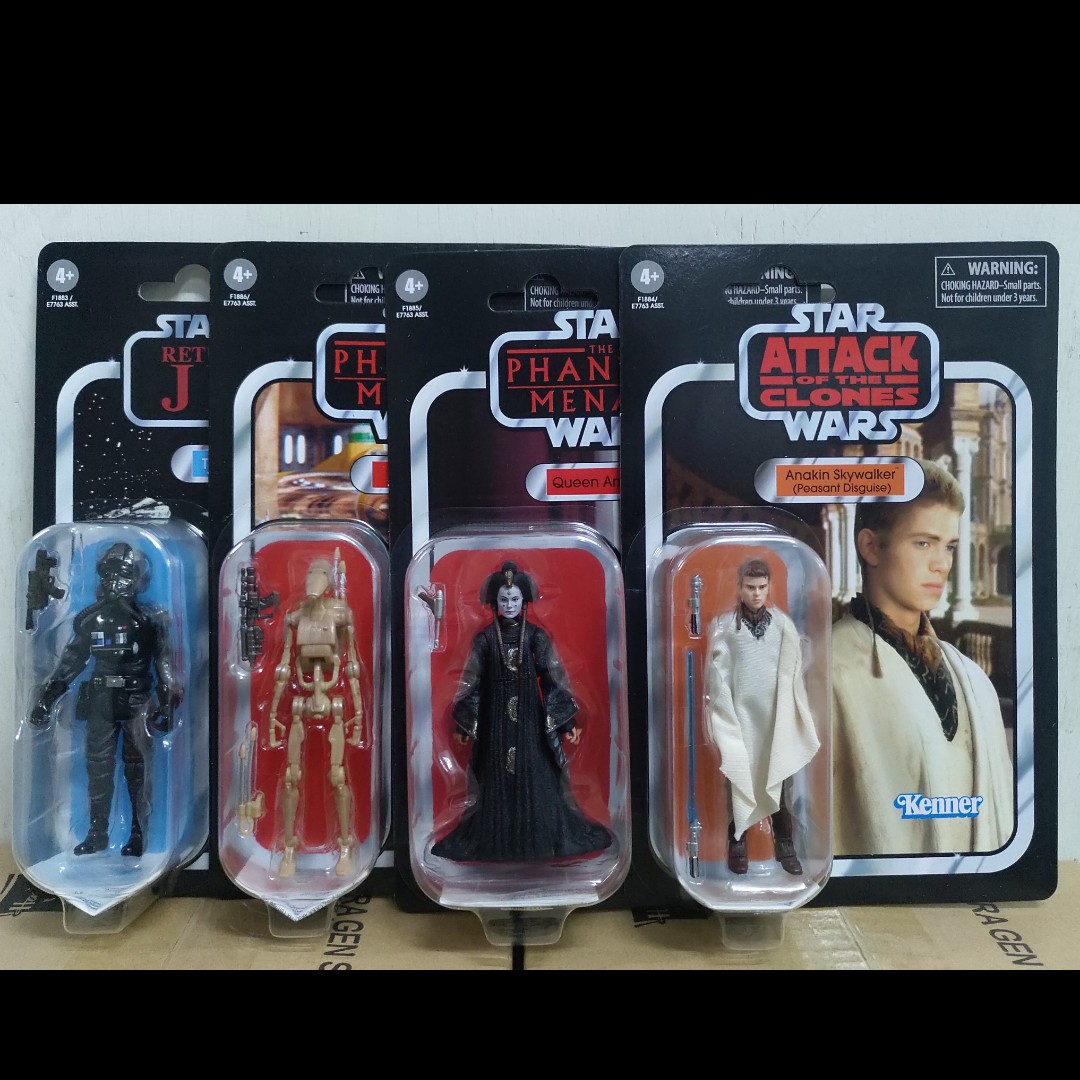 Star Wars 3.75” Vintage Collection S3 set of 4 (Anakin Skywalker , Tie Fighter Pilot, Queen Amidala and Battle Droid)