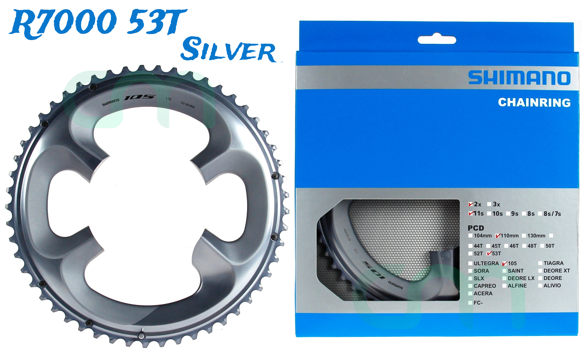 1pc Shimano 105 FC-R7000 Chainring 53T-MW S for 53/39T Y1WV98060 Silver