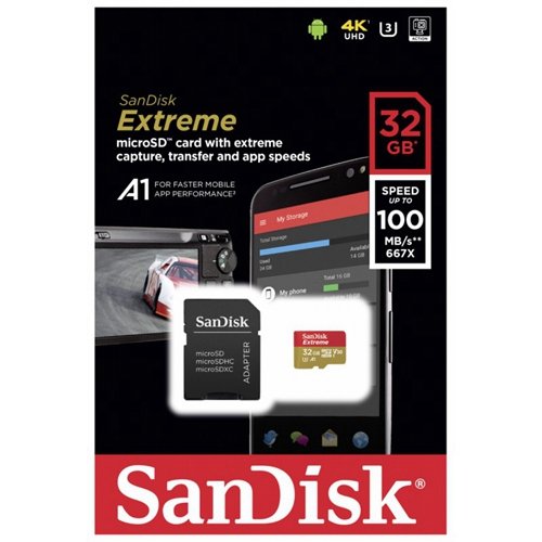 Sandisk Extreme 32GB MicroSDHC U3 4K V30 A1 Class 10 R100MB/W60MB SDSQXAF 032G